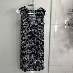 vfish Black White Poet Dress XS Stretch Y2K Artsy Statement Nerd Maximalist Twee